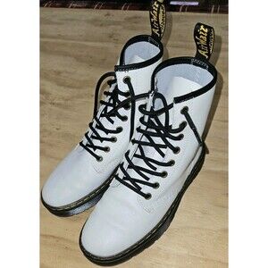 Dr. Martens Zavala White Leather Combat Boots AirWair Women's Size 7 Docs